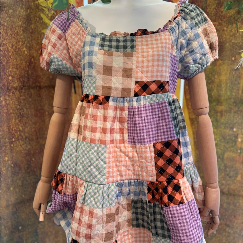 Patchwork Plaid Puff Sleeve Dress | ASOS petite
